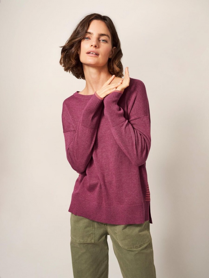 White Stuff Olive Crew Neck Jumper Bright Pink | 31498-OLCA