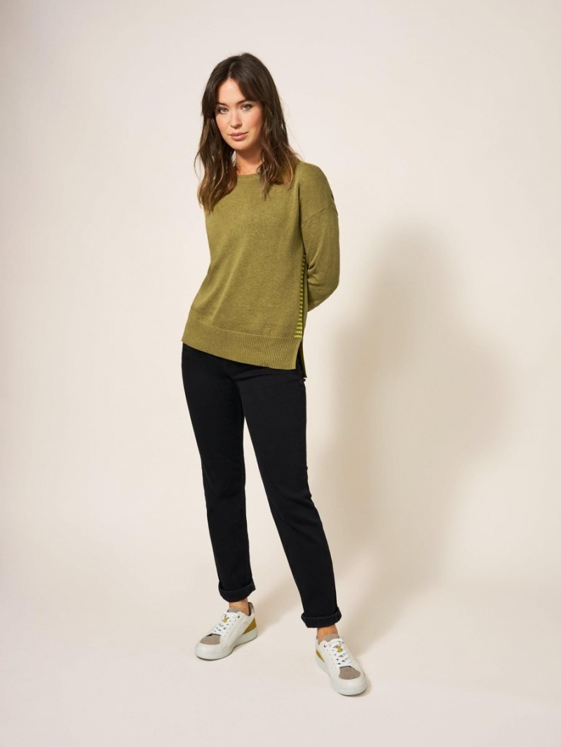 White Stuff Olive Crew Neck Jumper Deep Green | 37012-GHYJ