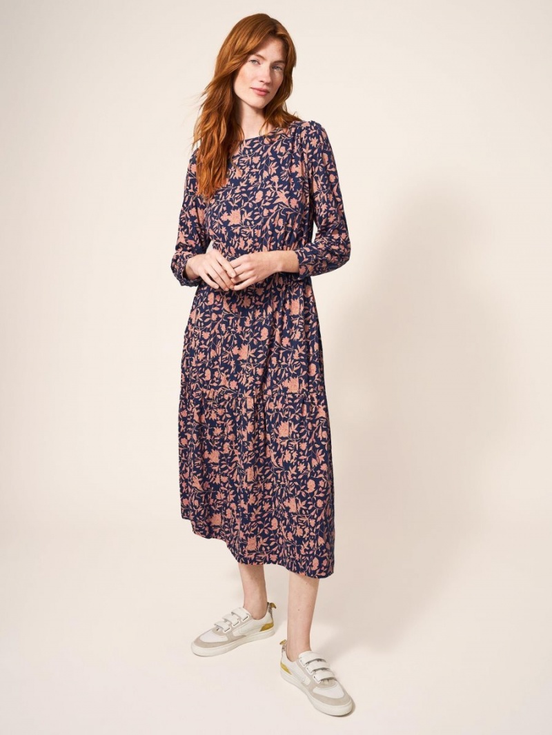 White Stuff Olive Jersey Dress Navy Print | 53409-FBQE