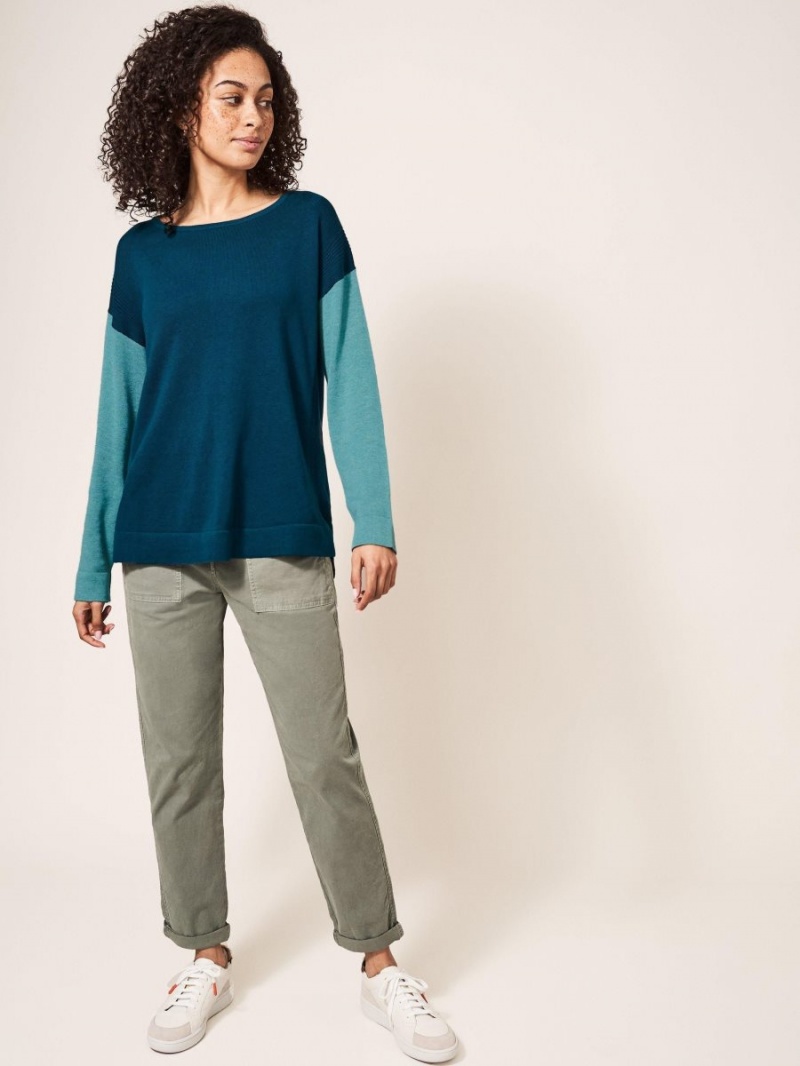 White Stuff Olivia Crew Neck Jumper Dk Teal | 70658-WPHJ