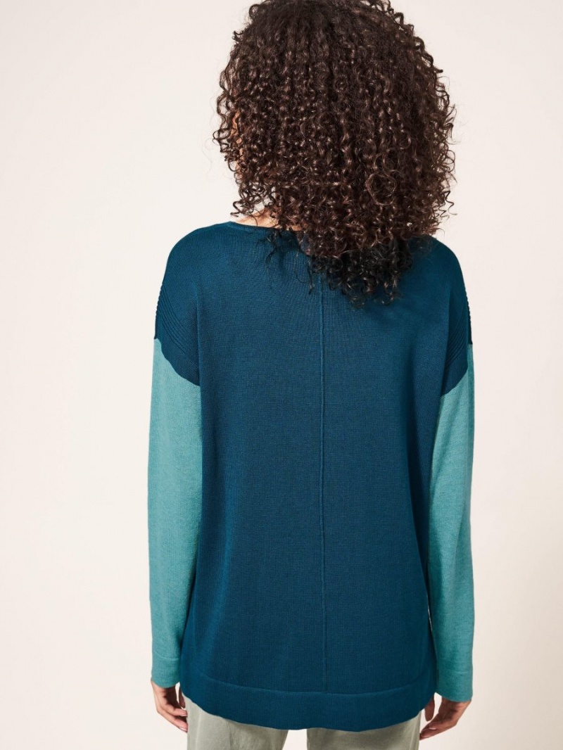 White Stuff Olivia Crew Neck Jumper Dk Teal | 70658-WPHJ