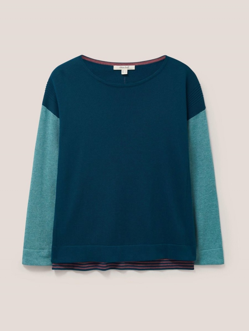 White Stuff Olivia Crew Neck Jumper Dk Teal | 70658-WPHJ