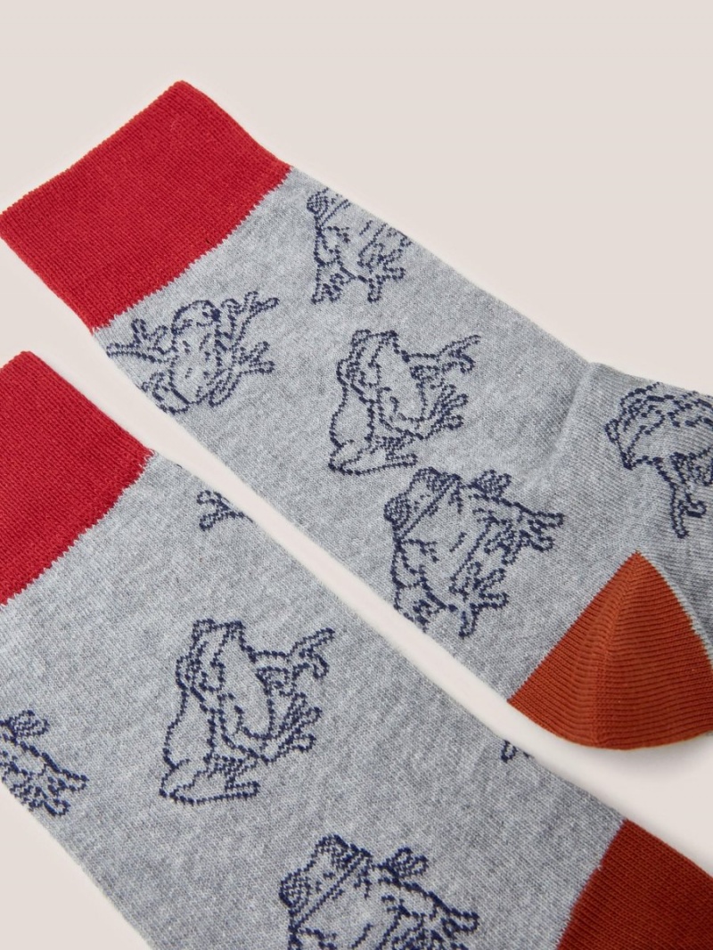 White Stuff Outline Frog Ankle Sock Grey Multi | 01823-YFHQ