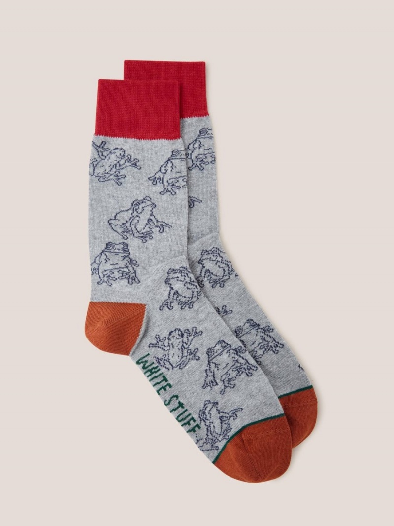 White Stuff Outline Frog Ankle Sock Grey Multi | 01823-YFHQ