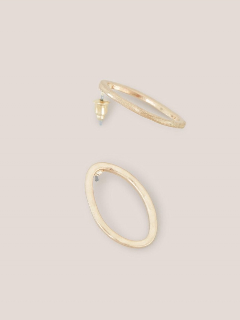 White Stuff Oval Hammered Earrings Gold Tone Metallic | 71925-ETIV