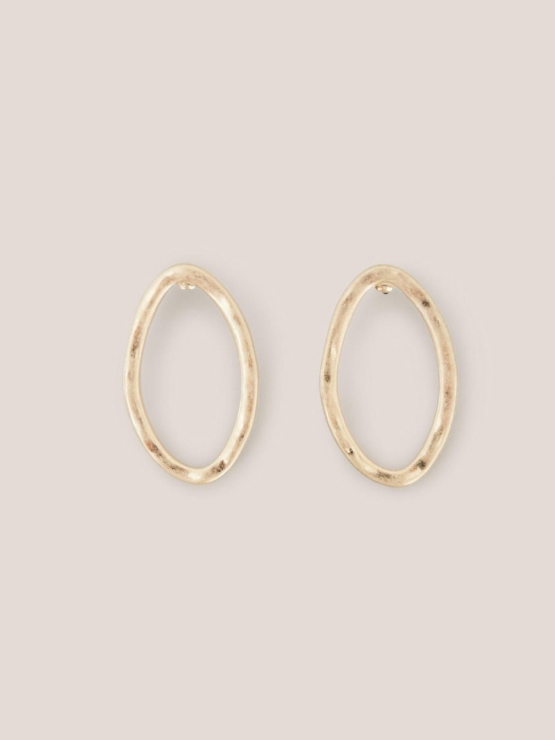 White Stuff Oval Hammered Earrings Gold Tone Metallic | 71925-ETIV