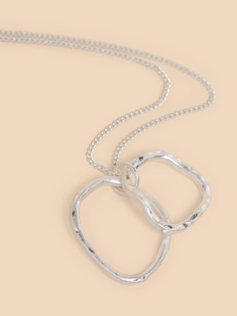 White Stuff Oval Pendant Necklace Silver Tone Metallic | 24359-ABLV