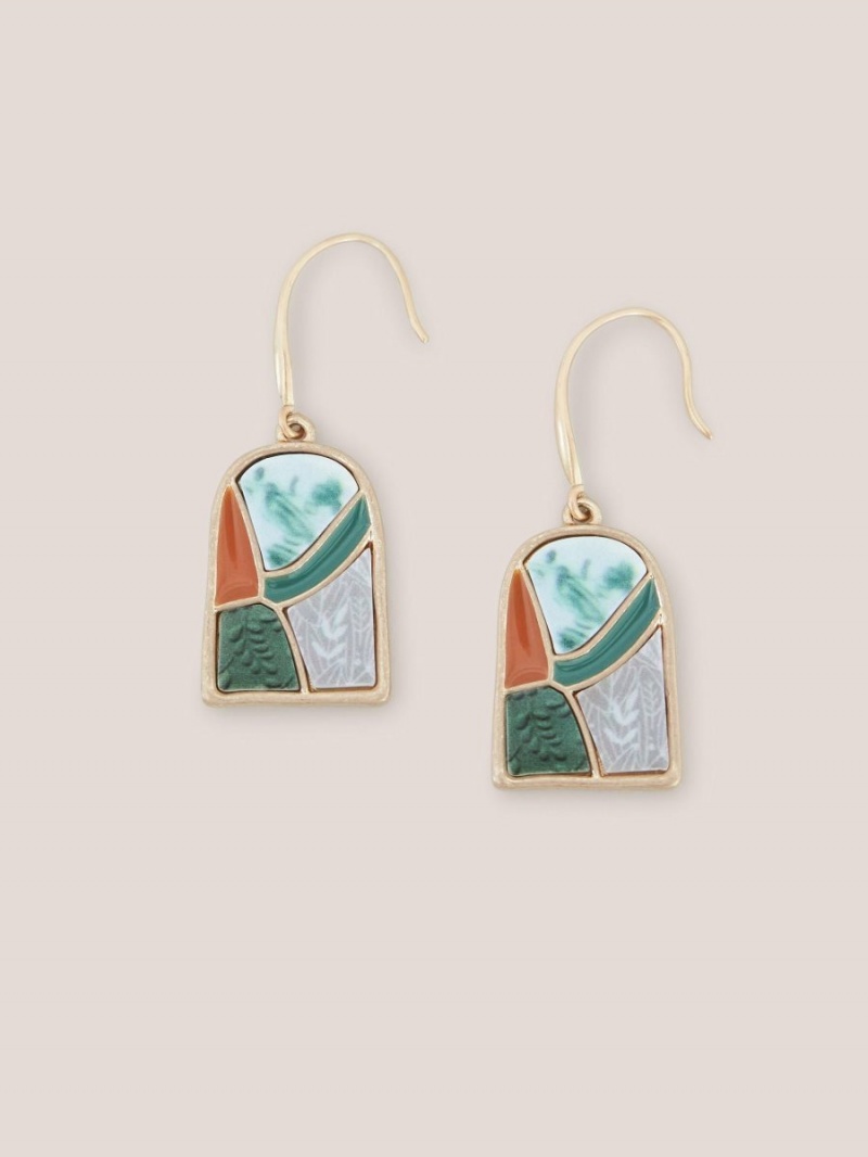 White Stuff Pebble Mosaic Tile Earrings Green Multi | 24931-TMER