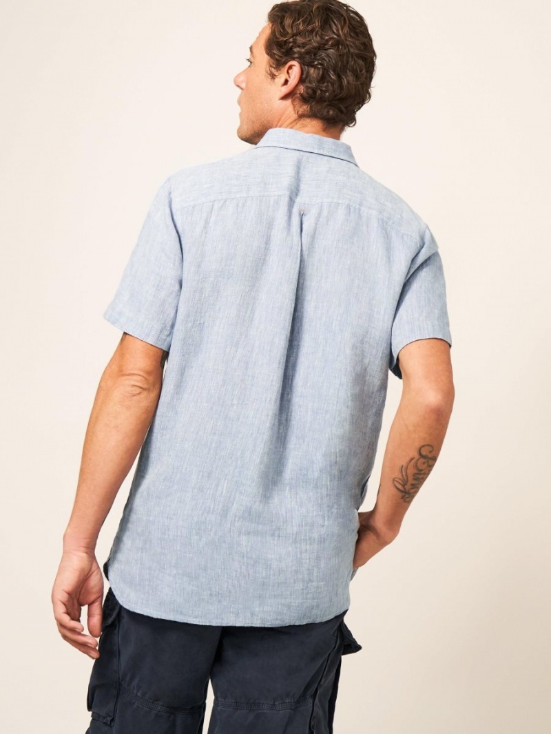 White Stuff Pembroke Ss Linen Shirt Chambray Blue | 01467-ELYG