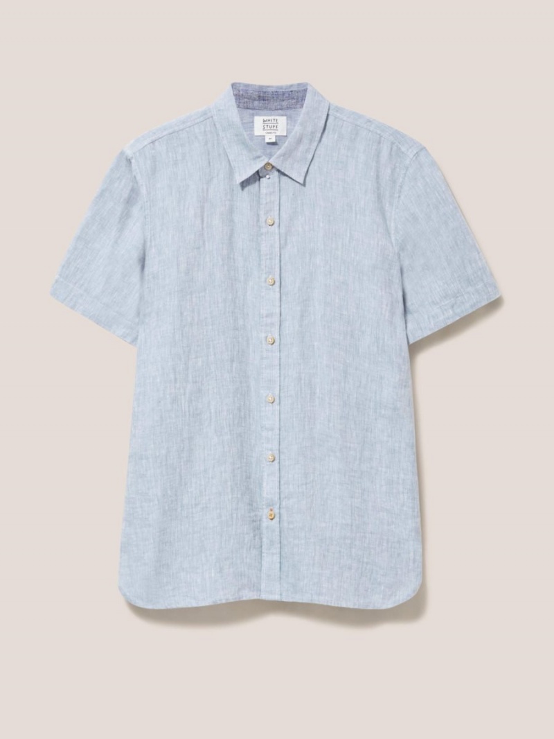 White Stuff Pembroke Ss Linen Shirt Chambray Blue | 01467-ELYG