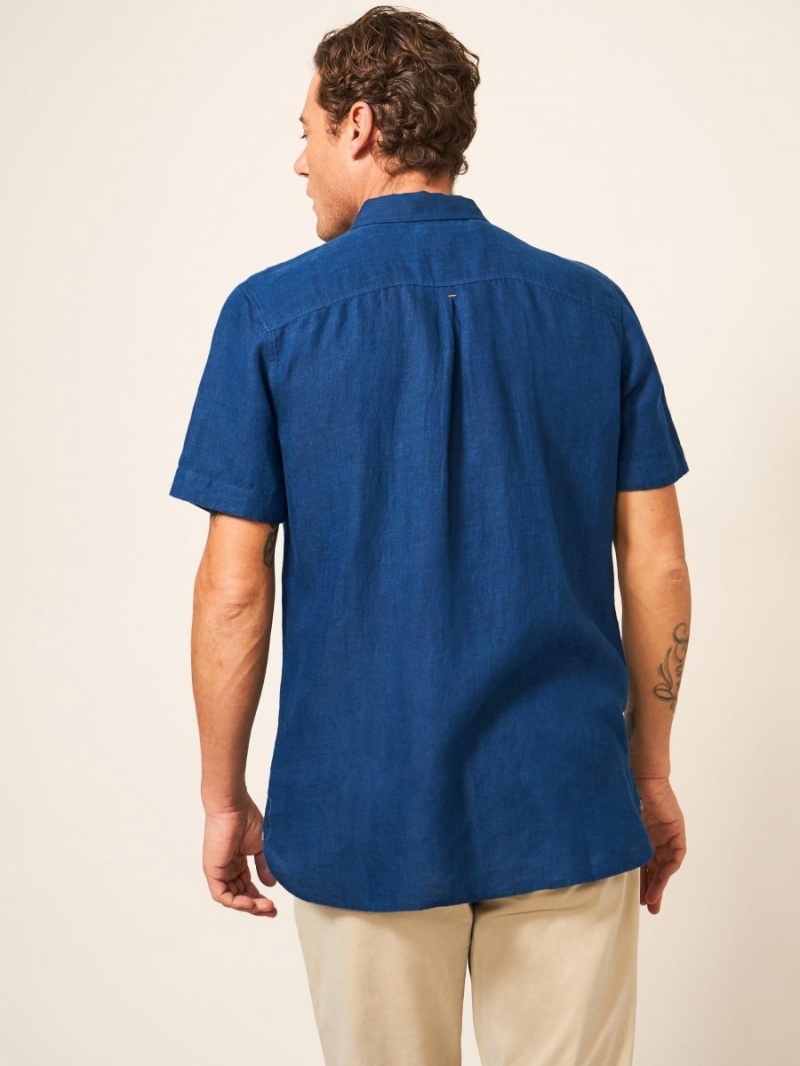 White Stuff Pembroke Ss Linen Shirt Dark Navy | 71340-WCFU