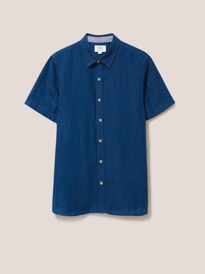 White Stuff Pembroke Ss Linen Shirt Dark Navy | 71340-WCFU