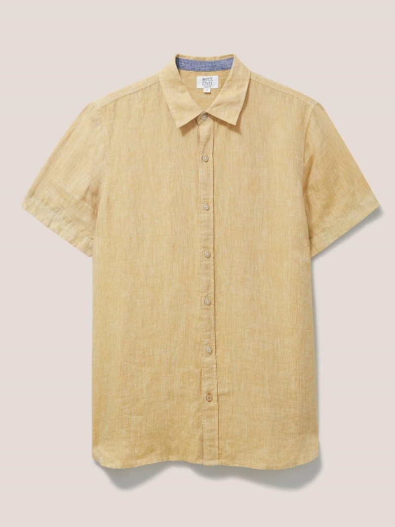 White Stuff Pembroke Ss Linen Shirt Dark Yellow | 09236-UIQJ