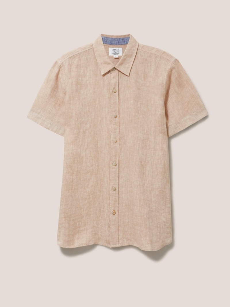 White Stuff Pembroke Ss Linen Shirt Dusty Pink | 90561-XTEI