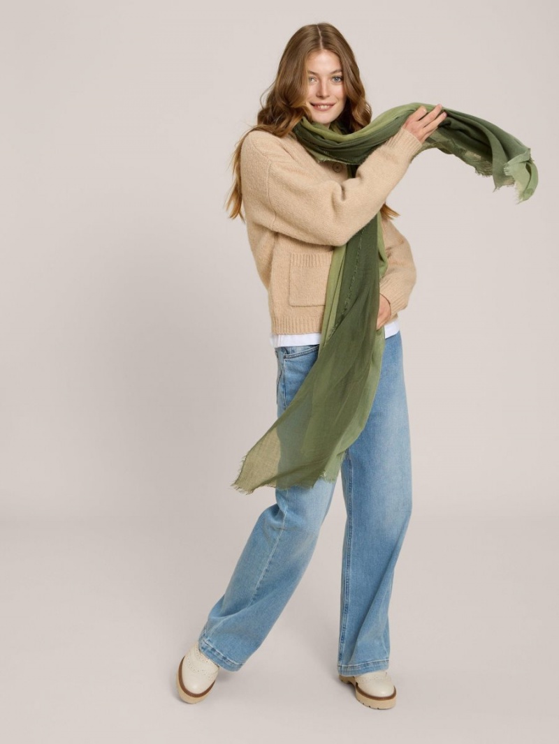 White Stuff Penny Plain Oversized Scarf Mid Green | 69485-DJKG