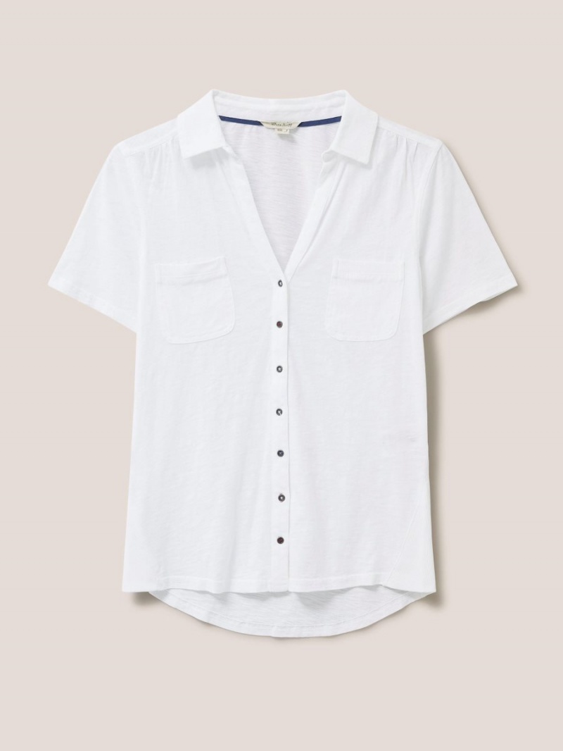 White Stuff Penny Pocket Jersey Shirt Brilliant White | 95462-KLNB