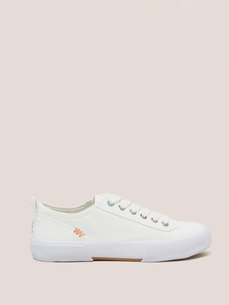 White Stuff Pippa Canvas Lace Up Trainer Natural White | 53467-XGTI