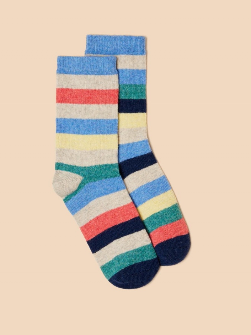 White Stuff Pop Stripe Wool Blend Sock Grey Multi | 50129-YNOD