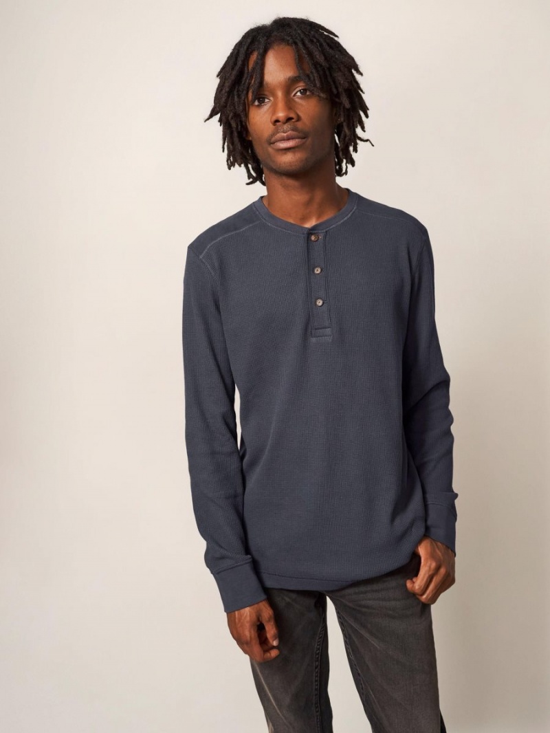 White Stuff Porter Waffle Henley Dark Grey | 85031-PAIB