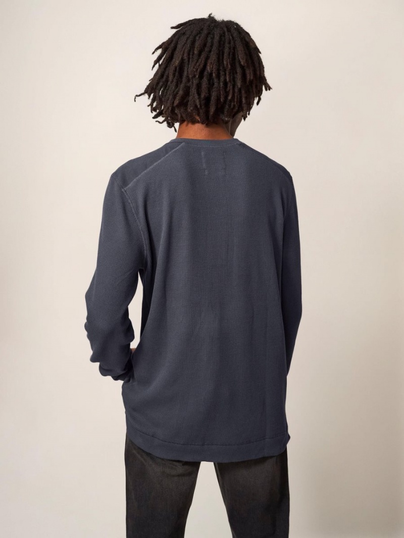 White Stuff Porter Waffle Henley Dark Grey | 85031-PAIB