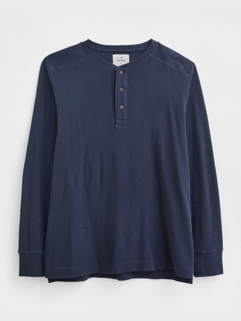 White Stuff Porter Waffle Henley Dark Navy | 21635-GOEP