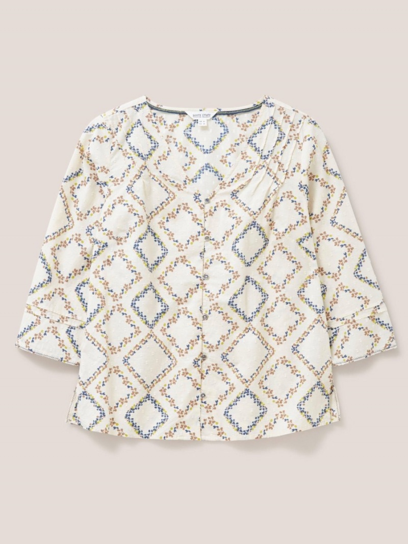 White Stuff Rae Cotton Top Ivory Print | 01485-TFCS