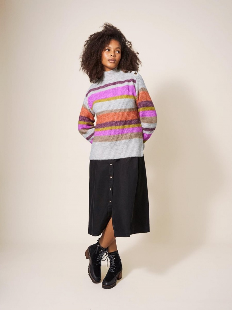 White Stuff Rainbow Stripe Jumper Natural Multi | 10546-DWJZ