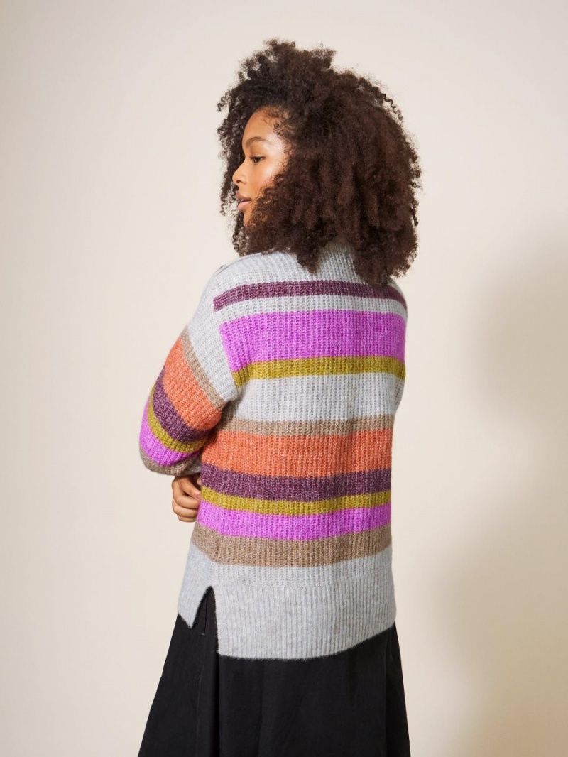 White Stuff Rainbow Stripe Jumper Natural Multi | 10546-DWJZ