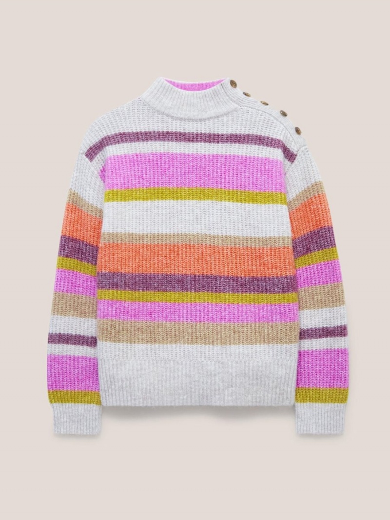 White Stuff Rainbow Stripe Jumper Natural Multi | 10546-DWJZ