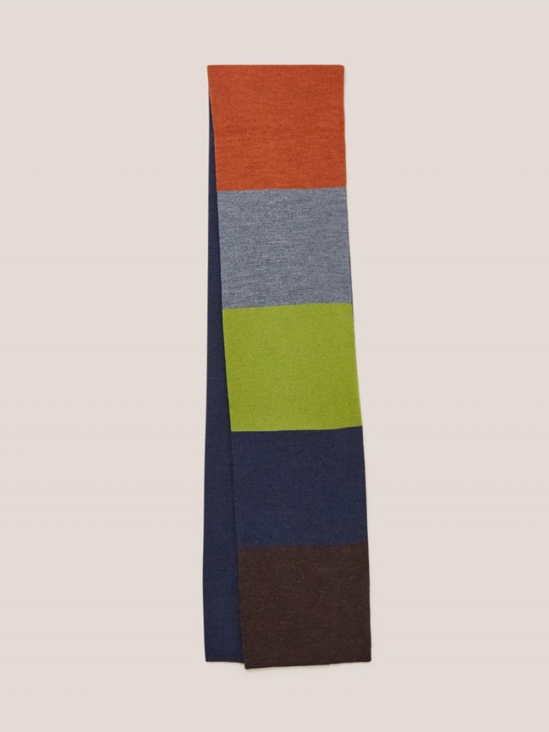 White Stuff Raphael Stripe Merino Scarf Navy Multi | 24760-YXJD