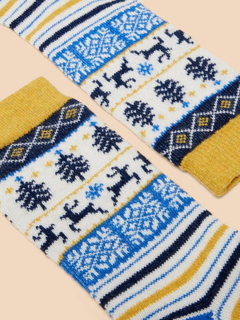 White Stuff Reindeer Wool Mix Socks Navy Multi | 37549-GIQH