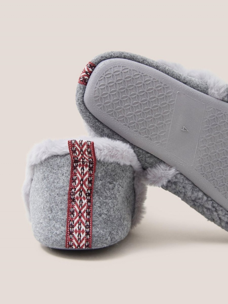 White Stuff Reya Closed Back Slipper Mid Grey | 14208-JPMY