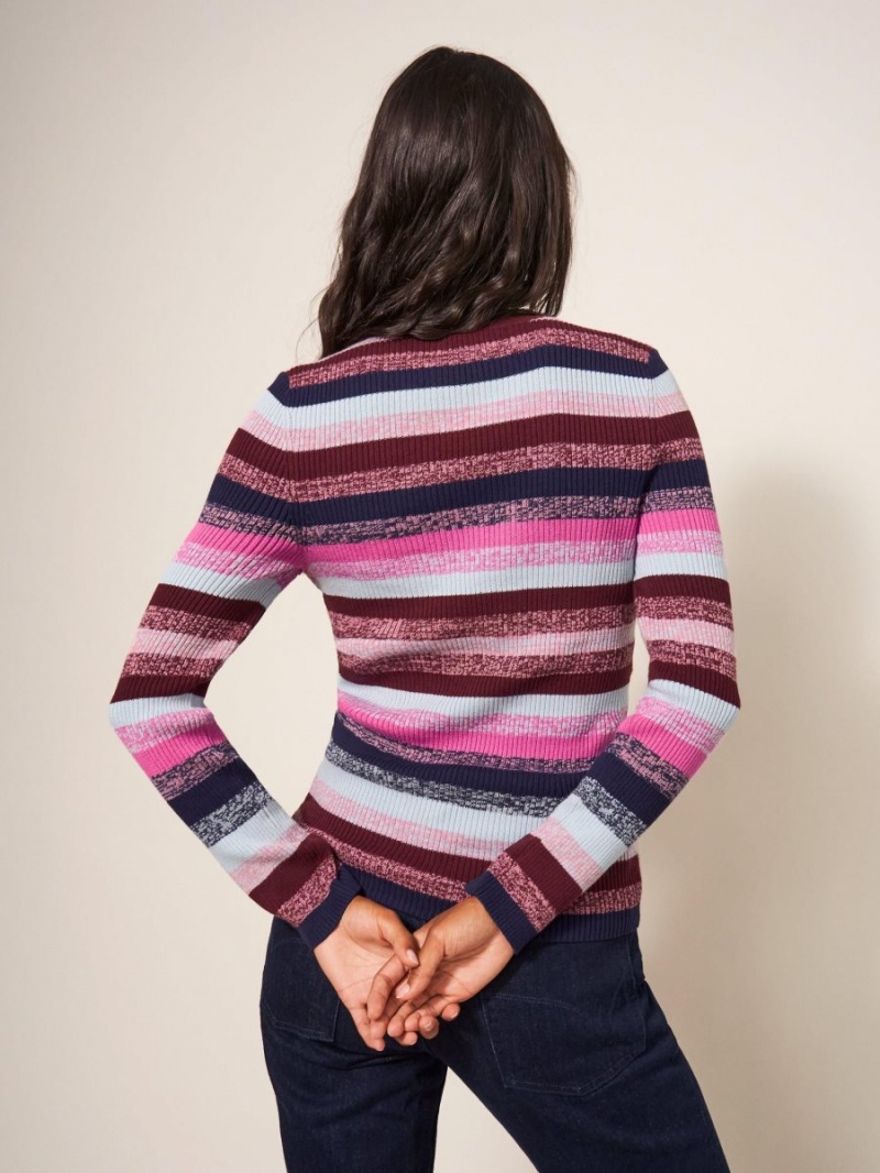 White Stuff Ribbed Jumper Purple Multi | 93658-UFQG