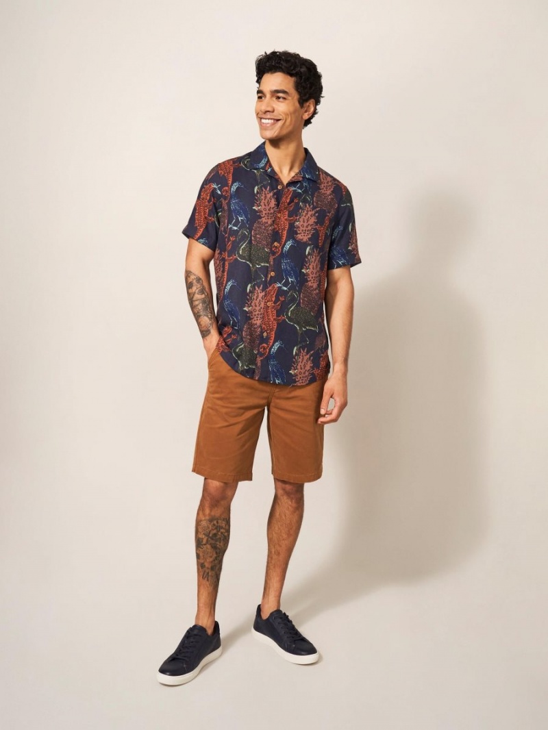 White Stuff Safari Printed Shirt Dark Navy | 45069-ZHGN