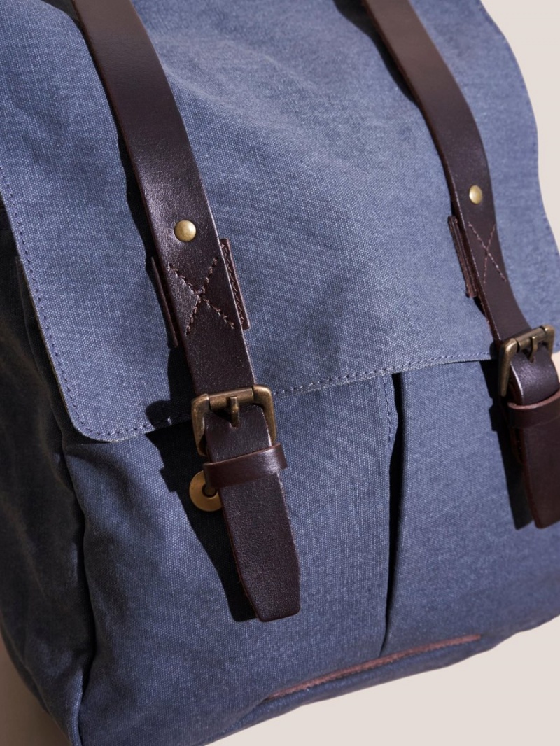 White Stuff Scott Cotton Backpack Mid Blue | 63190-YHJT