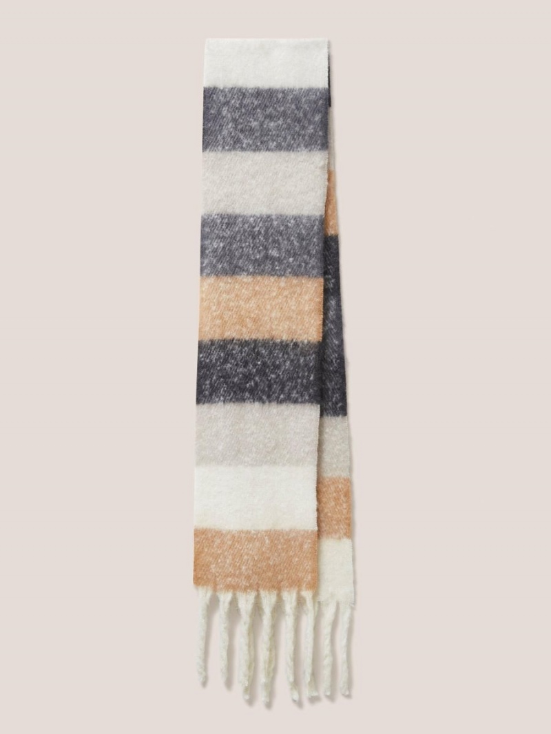 White Stuff Shelly Skinny Brushed Scarf Grey Multi | 05372-FCLJ