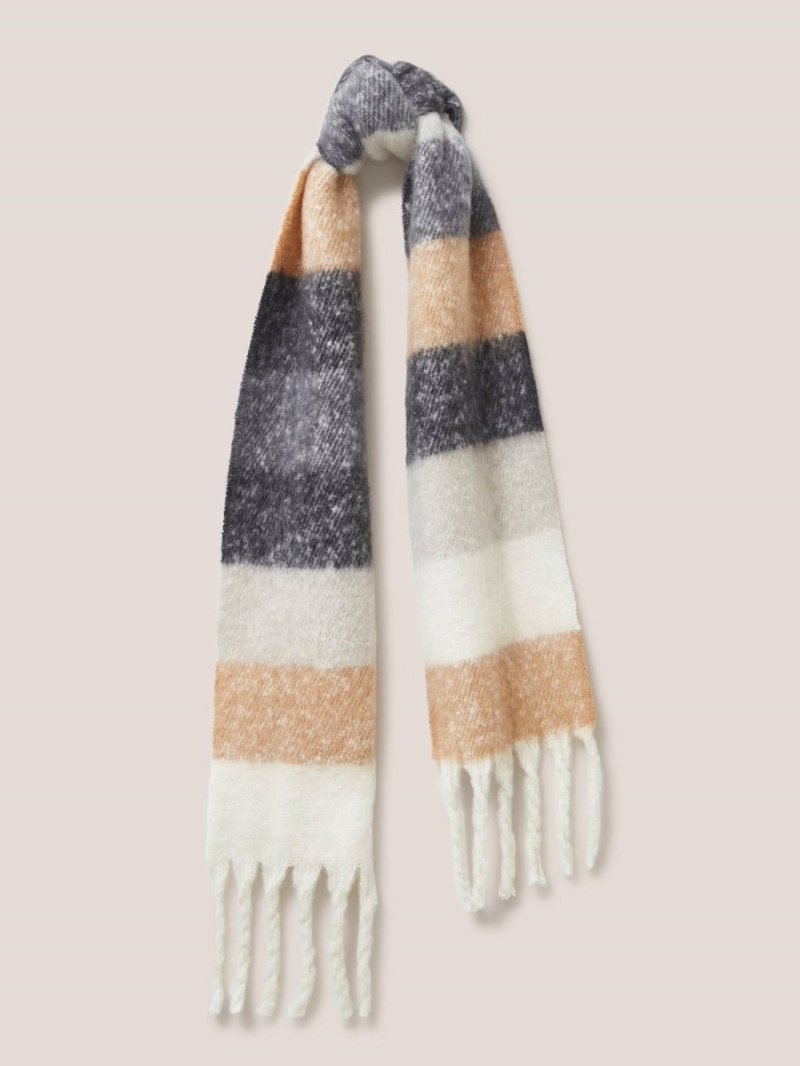 White Stuff Shelly Skinny Brushed Scarf Grey Multi | 05372-FCLJ