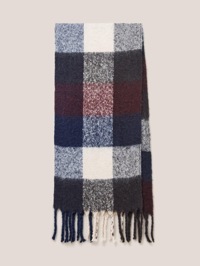 White Stuff Shelly Woven Check Scarf Navy Multi | 70819-DMWH