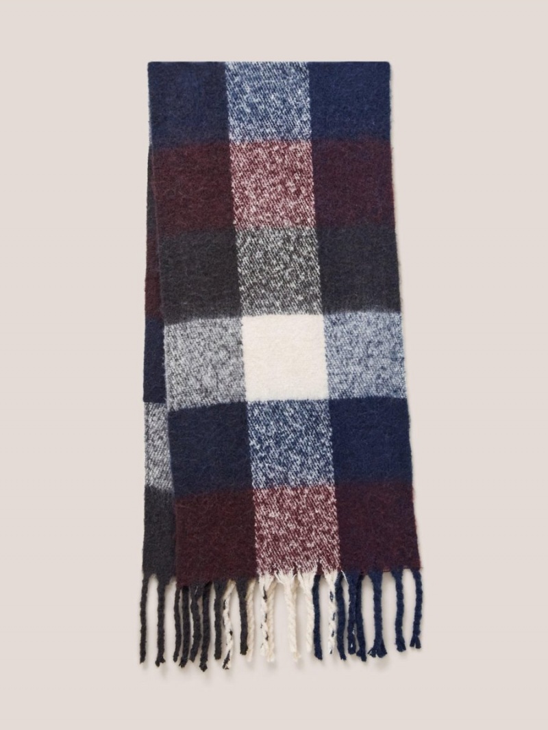 White Stuff Shelly Woven Check Scarf Navy Multi | 70819-DMWH