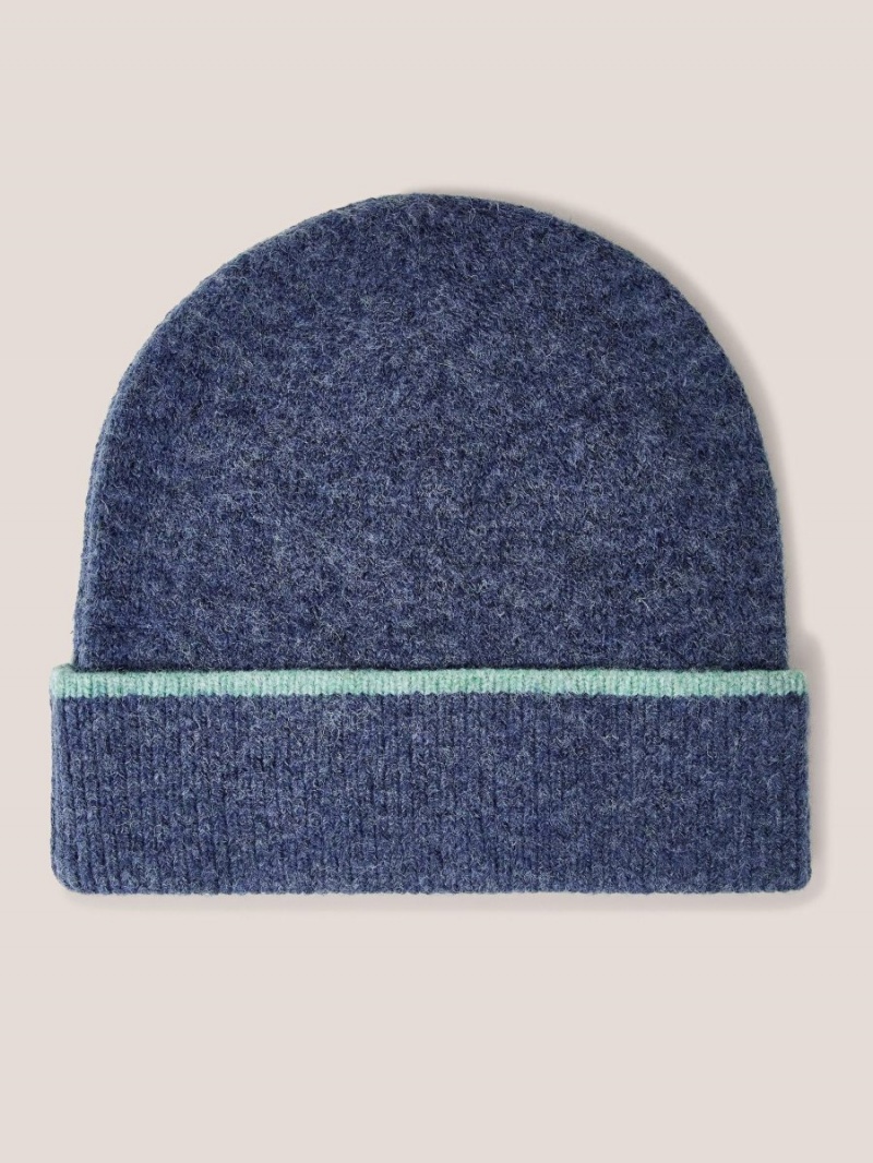 White Stuff Sienna Knit Beanie Mid Blue | 97480-XEZO