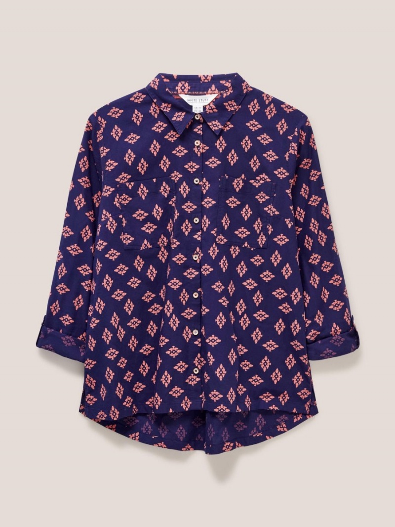 White Stuff Sophie Cotton Shirt Navy Print | 06397-XHWS