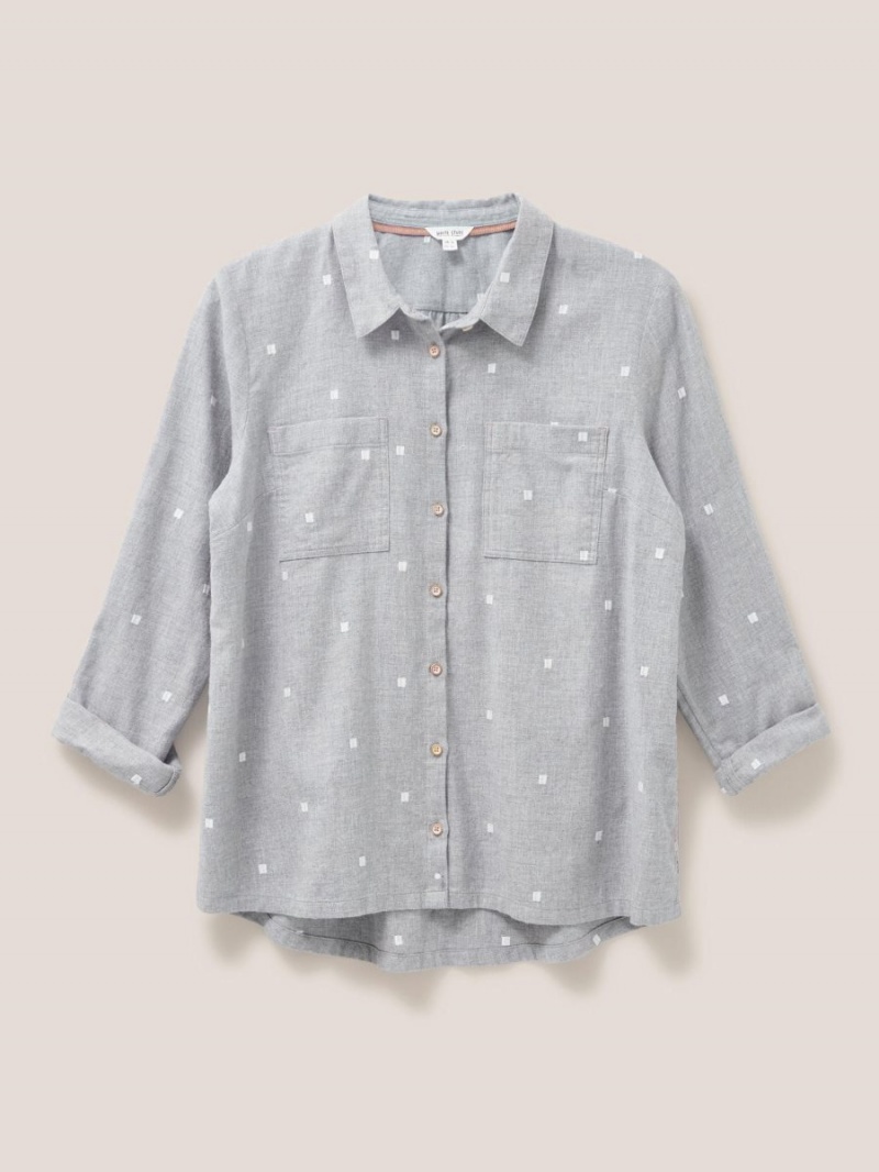 White Stuff Sophie Organic Cotton Shirt Grey Multi | 47863-LPKD