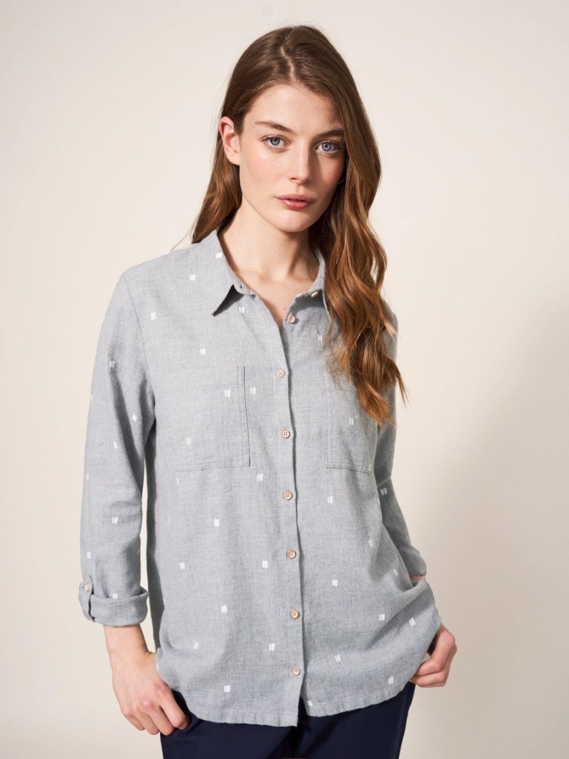 White Stuff Sophie Organic Cotton Shirt Grey Multi | 47863-LPKD