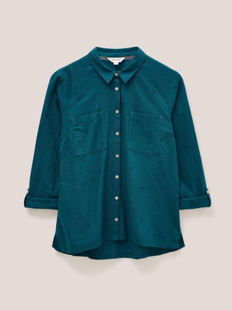 White Stuff Sophie Organic Cotton Shirt Dk Teal | 49780-NKBZ