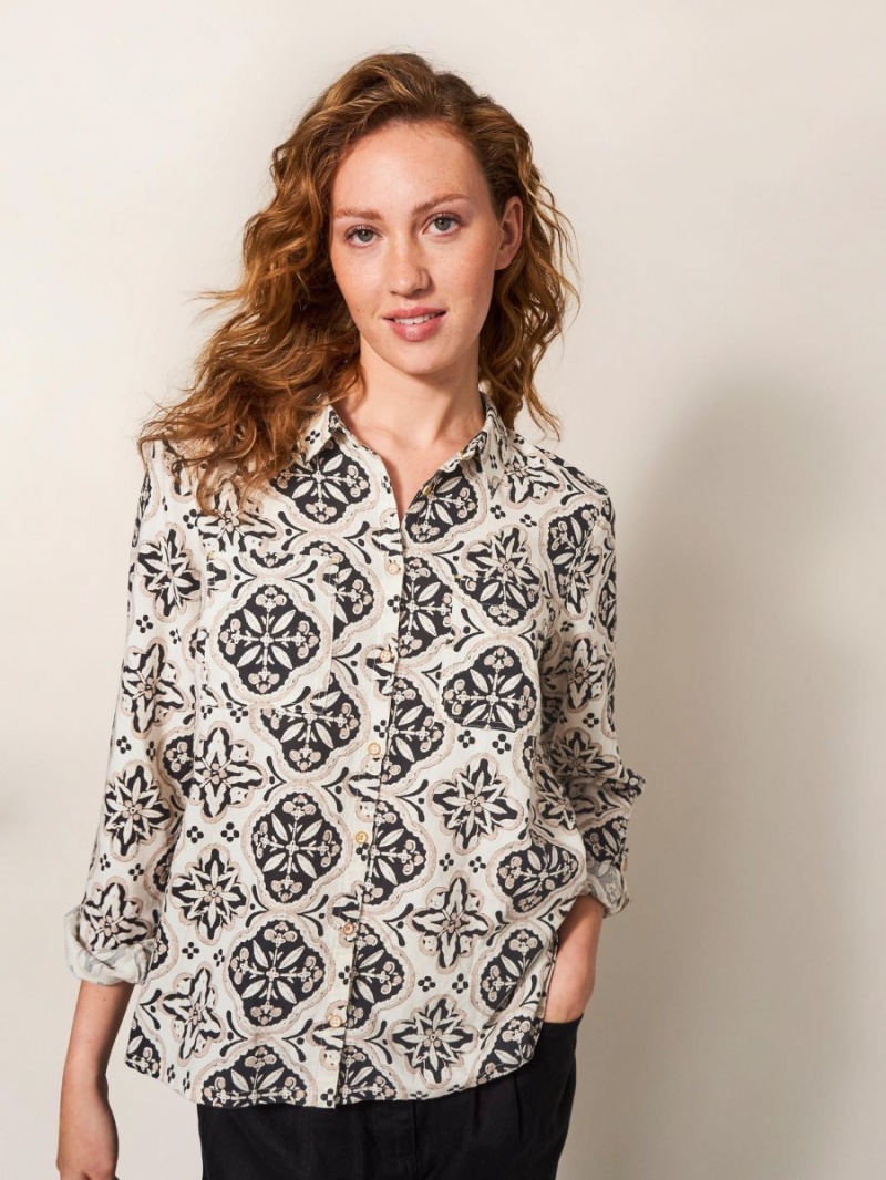 White Stuff Sophie Organic Cotton Shirt Natural Multi | 07123-QASX