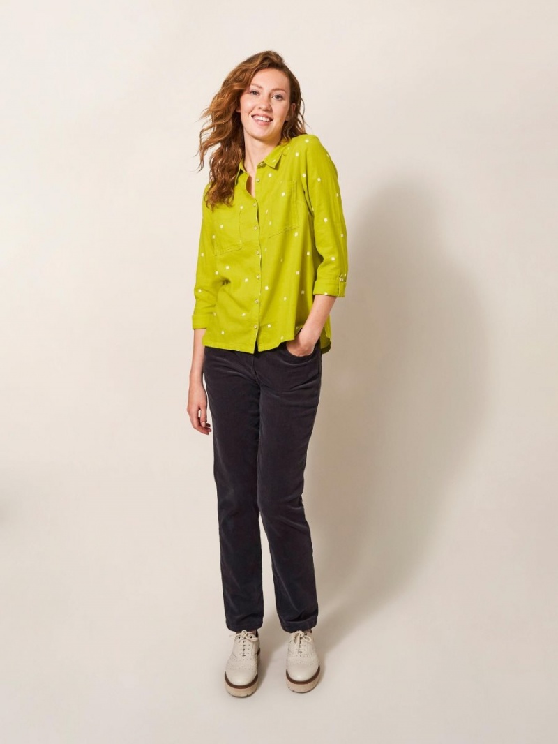 White Stuff Sophie Organic Cotton Shirt Chartreuse Multi | 97036-LBXU