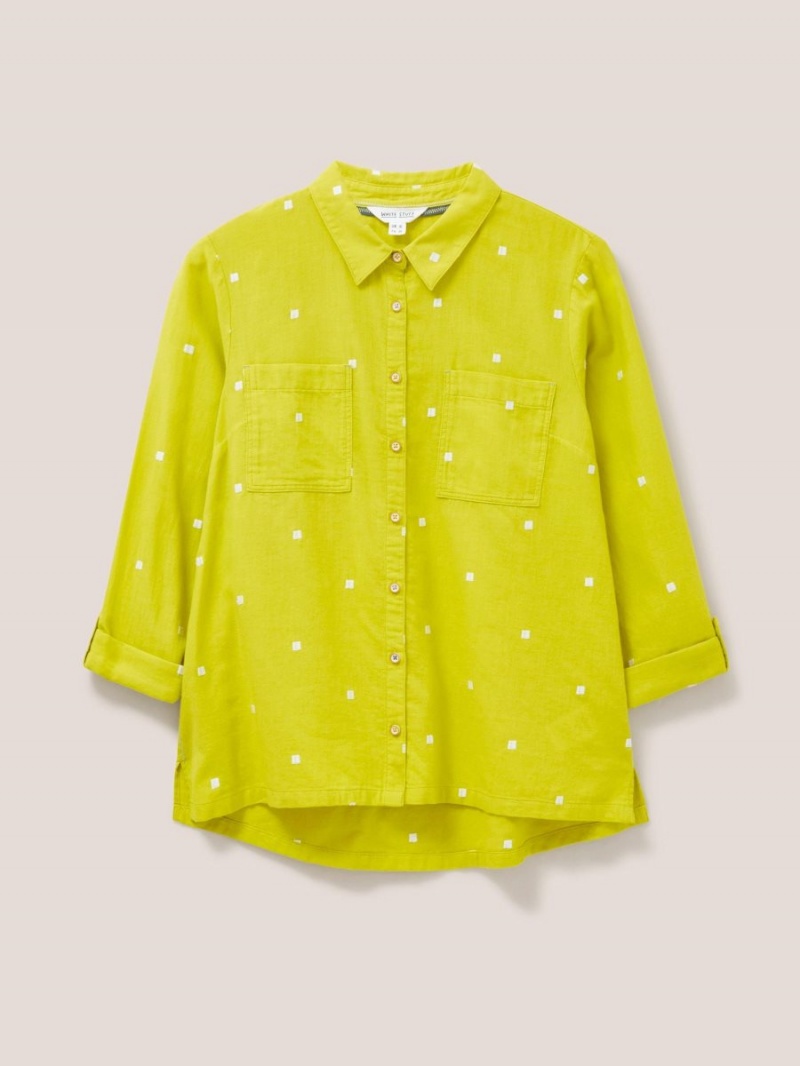 White Stuff Sophie Organic Cotton Shirt Chartreuse Multi | 97036-LBXU