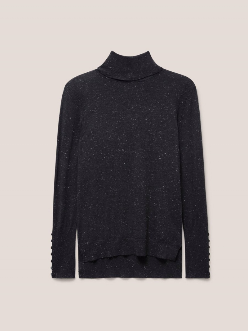 White Stuff Sparkle Roll Neck Jumper Charcoal Grey | 52138-UNBC