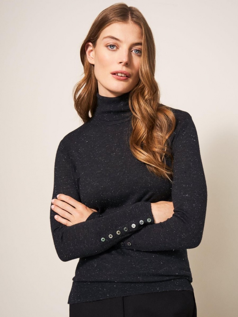 White Stuff Sparkle Roll Neck Jumper Charcoal Grey | 52138-UNBC