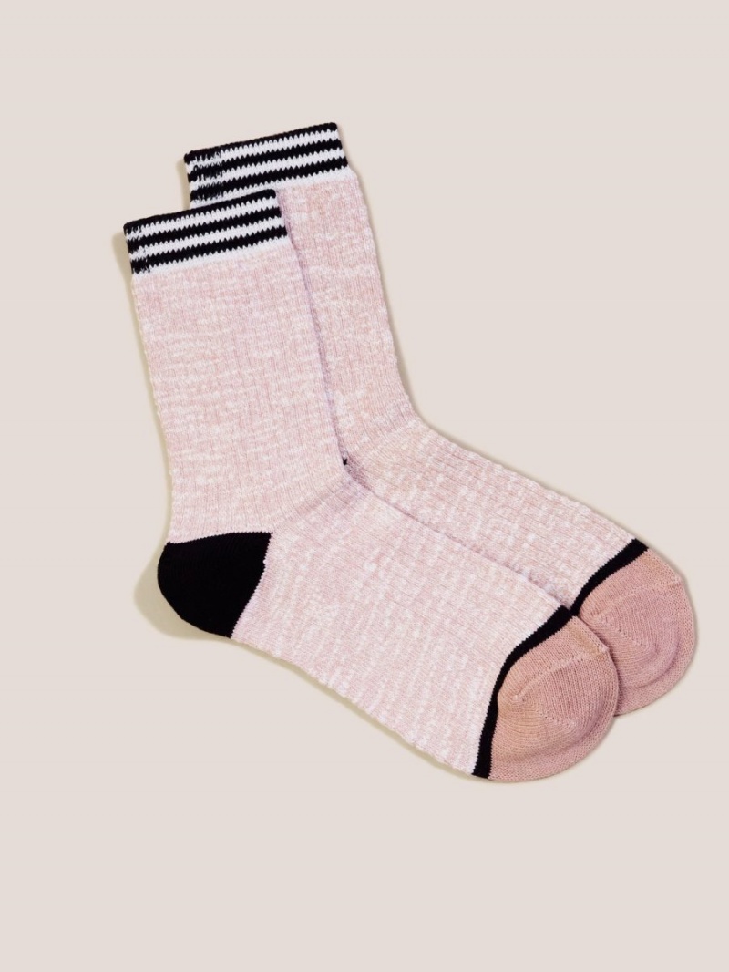 White Stuff Sport Rib Socks Pink Multi | 64253-ULHK